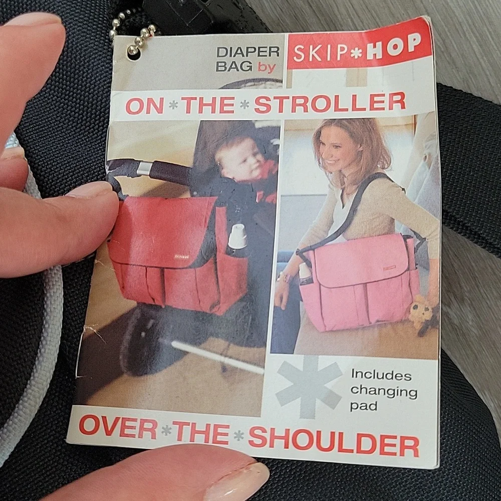 Skip Hop black with light blue dash Diaper bag